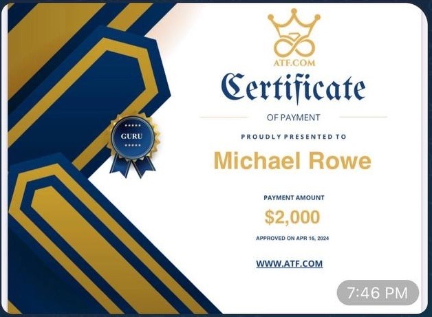 Receipt from Michael Rowe